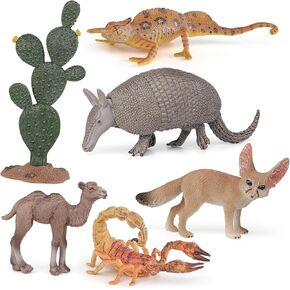 Desert Wild Animal Model Playsets 6 PCS Cactus Scorpion Chameleon Armadillo Camel Fennec Fox التماثيل