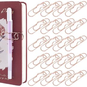 1 مربع 20pcs مشبك قلم الحامل Paperclip Pencil Heart Rose Gold Carbon Steel Office School Metal Plantable Pencil Holding for Notebook Journal Paper Indoor Outdoor Planner