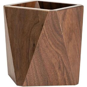 Vctitil Walnut Wood Pen Holder,Irregular Square Pen Pencil Cup Makeup Brush Holder Stationery Container Desk Organizers For Home, School, Office