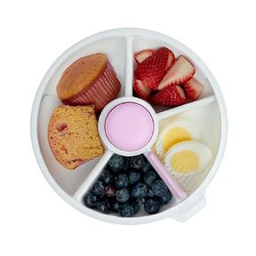 GoBe Kids Small Snack Spinner Flip Bundle with Hand Strap and Sticker Sheet - Reusable Snack Container with 5 Compartment Dispenser and Lid | BPA/PVC Free | Dishwasher Safe | No Spill- Mint Green