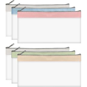6 PCS حقيبة قلم رصاص صافية ، أكياس قلم قلم رصاص صافية ، حالة قلم رصاص Morandi ، حقيبة مكياج صافية لملاحقات سفر المكياج المدرسية المكتبية