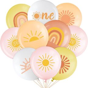 Faccito 63 Pcs Sun First Birthday Party Balloons Boho Rainbow Sunrise Latex Balloons First Trip Around the Sun Party Decorations Half Sunshine Favor for Birthday Baby Shower Decoration Supplies
