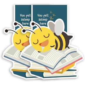 (2Pcs) You Fell Asleep Here Magnetic Bookmark Book Page Markers Gift for Reading Lover Nerd Book Addict Bookish Bookworm Reader Office Stationery - Size 2.8"x2.4" When Folded