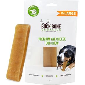 Buck Bone Organics Yak Cheese Chews for Dogs, All Natural Himalayan Yak Chew, Long Lasting Pet Treats, Odor Free, with Limited Ingredients (1 Ex Large Stick)