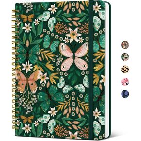 Lined Spiral Journal Notebook for Women, Cute A5 College Ruled Hardcover Notebook for Work & Note Taking, Aesthetic Pretty Journal for Writing, 140 Pages, Mushroom