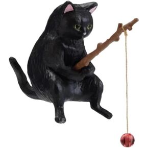 1pc Black Landscaping Cartoon Fishing Cat Ornaments,Household Supplies Home Office Decorations,Cute Fishing Cat Figurine Ornaments Aquarium Fish Tank Decor,Aquarium Accessories