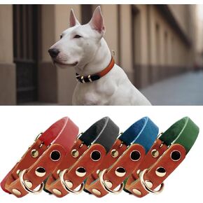 Premium Genuine Leather Dog Collar - Durable 4.5mm Thick, Color-Blocking Design with Rose Gold Hardware, Available in 4 Sizes for Small, Medium and Large Dogs, Black 16.5-20 in