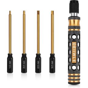 RC Tool Kit, 4in1 RC Hex Screwdriver Set,1.5/2.0/2.5/3.0mm Hobby Car Tool Kit Precision Tool Kit Compatible with Scale Traxxas Slash 1/16,1/18,1/24 RC Car Truck Buggy Truggy Drones Racing Repair Tools