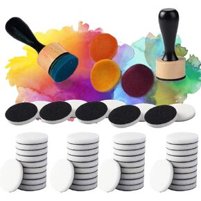 56 Packs Mini Round Ink Blending Tool with Foams Replacement Refill Foam Set Including 54 Pcs Replacement Foam Padsfor Distressing, Blending Scrapbooking Painting Drawing Art SuppliesInk Tools