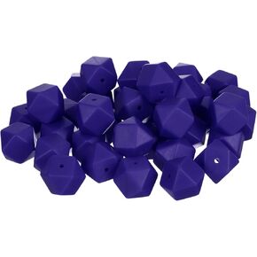 PATIKIL 14 mm Hexagonal Silicone Beads, 30 Pcs Polygonal Beads Bulk Rubber Loose Beads for Keychain Necklace Bracelet Jewelry Making DIY Pen, Black