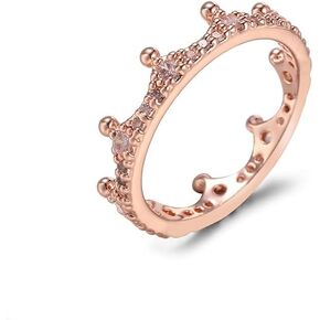 Crown Ring Colored Rose Gold White Zirconia Cubic Zirconia Ladies Birthday Gift Promise Wedding Timeless Sparkling Crown Crystal Ring in Rose 8