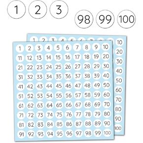 50 Sheets, 1-100 Number Stickers Labels Black - 0.4" Round, 5000 Pieces