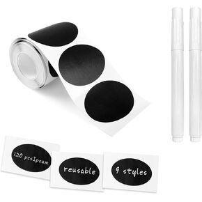 Chalkboard Labels, 120 Pcs Black Reusable Waterproof Labels Stickers, Kitchen Pantry Sticker for Containers, Mason Jars, Condiments, Food Storage (Rectangle)
