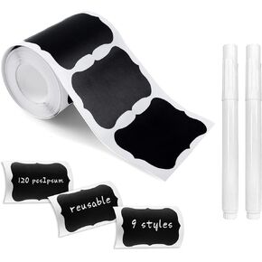 ملصقات السبورة ، 120 جهازًا ملصقات ملصقات سوداء قابلة لإعادة الاستخدام للماء ، ملصق مخزن المطبخ للحاويات ، الجرار الماسون ، التوابل ، تخزين الطعام (مستطيل) in Kuwait