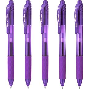 Pentel EnerGel X BL107 - Retractable Liquid Gel Ink Pen - 0.7mm - 84% Recycled - Purple Ink (5)