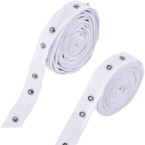 GORGECRAFT 5 Yards Metal Snap Tape White Sewing Tape Snaps Button Trim Sets Soft Cloth Sewing Fastener Press Strips Stud Bottons Polyester Rolls for Sew on DIY Clothes Replacement Accessories