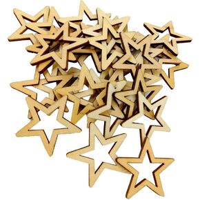 25pcs 50mm Unfinished Wooden Star Embellishments for Scrapbooking Decoration