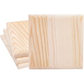 OLYCRAFT 4pcs 4.7" Squares Wooden Plaques Unfinished Wooden Base Natural Pine Wood Plaque Wood Squares Wood Base for DIY Craft Projects Engraving Carving Home Decorations