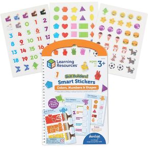 Learning Resources Skill Builders! Smart Stickers Colors, Numbers, and Shapes, Preschool Learning, Montessori Busy Book, Easter Basket Toys, Ages 3+, 4 Pieces