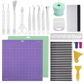 Accessories Bundle for Cricut Joy Supplies Cutting Mat for Cricut Joy Cricut Vinyl Beginner Bundle Tool Kit Craft Weeding Set Colored Pencil Cutting Mat Scraper Ruler Pen Adapter