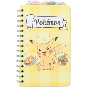 Silver Buffalo Pokemon Spiral Tabbed Notebook Featuring Pikachu, Yamper, Piplup, and Eevee, 8" x 5"