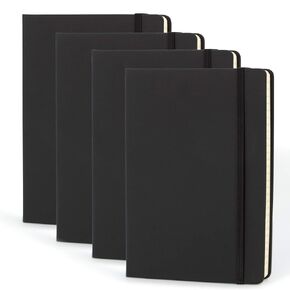 ببساطة أجهزة الكمبيوتر المحمولة العبقرية A5 للعمل ، السفر ، الأعمال ، المدرسة والمزيد - كتب الكلية المحددة - المجلات الغلاف للنساء والرجال - كتب مبطنة مع 192 صفحة ، 5.7 "× 8.4" (أسود ، 4 حزمة)