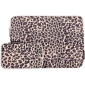 11 inch Cheetah Laptop Sleeve Notebook Protective Case Cover Carrying Computer Leopard Print Tablet Bag for Microsoft Surface Go 2 3 HP Stream 11 Dell Chromebook 11 ASUS L210 with Accessory Pouch