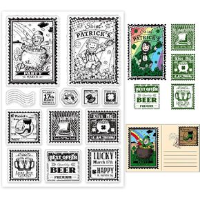 PH PandaHall Saint Patrick's Day PVC Plastic Stamps, Clear Postage Rubber Stamp Sheet Craft Stamps Transparent Seal Stamps for DIY Scrapbooking Card Making Decoration Photo Card Album Crafting