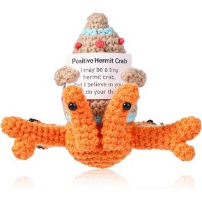 TOYMIS Positive Crab, Crochet Hermit Crab Positive Knitted Animal Knit Crab Wool Crochet Doll Funny Crochet for Inspirational Gift Party Decoration
