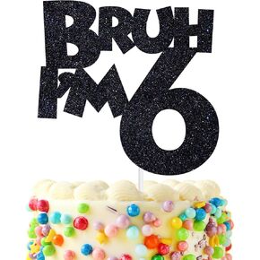 Bruh I'm 15 Cake Topper, It's My Birthday Bro, Cheers to 15 Years for Big Brother, Happy 15th Birthday Party Decorations Supplies for Boys Girls, Black Glitter