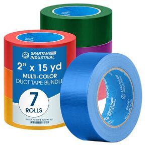 SPARTAN INDUSTRIAL - 2" X 15 yd Colorful Duct Tape Set - 7 Waterproof Rolls of Colored Tape for Labeling, Arts and Crafts, and More - No Residue, 9 Mil