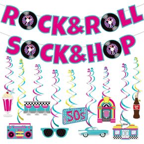 Sock Hop Party Decorations, Rock and Roll Party Decorations, 50s Theme Party Decorations, 1950s Decorations, 50s Decorations 50s Theme Party for Elder