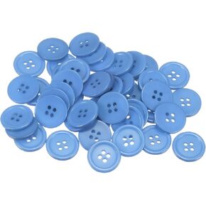 HARFINGTON 80pcs 32L Sewing Buttons 3/4"(20mm) Resin Round Flat 4-Hole Craft Buttons for Sewing Clothing and DIY, Light Blue