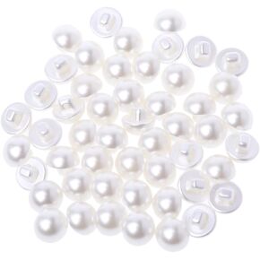 appuivbt 50Pcs Faux Pearl Buttons,Half Ball Dome White Pearl Buttons for Sewing Scrapbooking Crafts,10mm