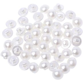 appuivbt 50Pcs Faux Pearl Buttons,Half Ball Dome White Pearl Buttons for Sewing Scrapbooking Crafts,10mm in Kuwait