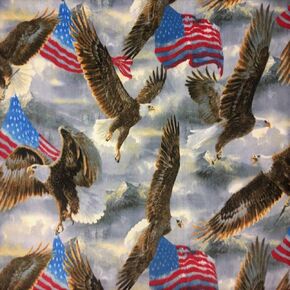 Pico Textiles 2 ياردة بولت - النسور وأعلام الولايات المتحدة الأمريكية Allover Fleece Fabric - تباع بواسطة Bolt - Print Fleece Fabric - نسيج صوف وطني - مثالي للخياطة ، الأوشحة ، بدون رميات الصوف الخياطة