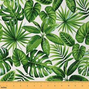 Feelyou Palm Leaf Print Fabric by The Yard, Tropical Flamingo Pattern Upholstery Fabric for Chairs Sofa Couch,Botanical Nature Theme Outdoor Fabric Waterproof, 1 Yard, Green Pink in Kuwait