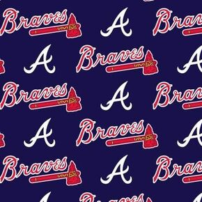 Atlanta Braves Cotton Fabric - MLB Team Logo Cotton Fabric by The Yard, Fat Quarter, Half Yard, 1 Yard, 2 Yard Cuts