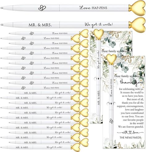 50 Sets Wedding Favors for Guests Bulk Bridal Shower Pens Thank You Cards with Silver Cable Ties Elegant Bridal Shower Favors Wedding Gifts for Party Proposal Supplies in Kuwait