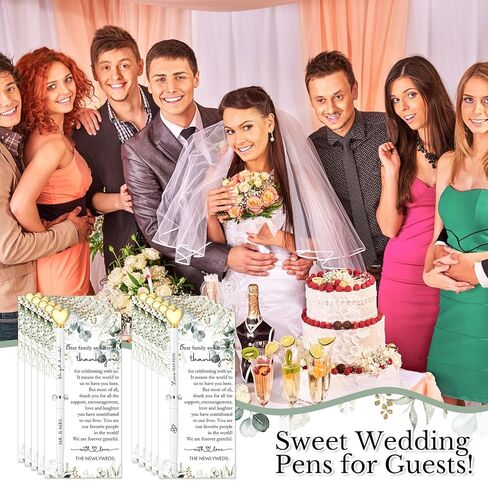 50 Sets Wedding Favors for Guests Bulk Bridal Shower Pens Thank You Cards with Silver Cable Ties Elegant Bridal Shower Favors Wedding Gifts for Party Proposal Supplies in Kuwait