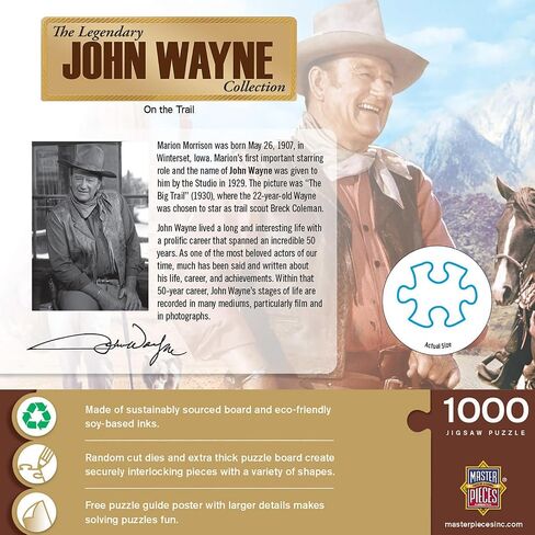 MasterPieces 1000 Piece John Wayne Jigsaw Puzzle for Adults, Family, or Youth - on the Trail - 19.25"x26.75" in Kuwait