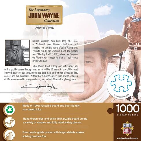 MasterPieces 1000 Piece John Wayne Jigsaw Puzzle for Adults, Family, or Youth - on the Trail - 19.25"x26.75" in Kuwait