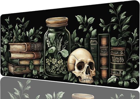 Dark Academia Gaming Mouse Pad, Mystical Green Plant Book Extended Gaming Mouse Pad Mat with Stitched Edge Non-Slip Base Big Mouse Pad, XXL Extended Mouse Protector for Home Office, 31.5"x11.8" in Kuwait