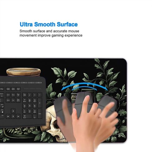 Dark Academia Gaming Mouse Pad, Mystical Green Plant Book Extended Gaming Mouse Pad Mat with Stitched Edge Non-Slip Base Big Mouse Pad, XXL Extended Mouse Protector for Home Office, 31.5"x11.8" in Kuwait