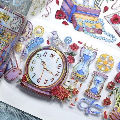 Vintage Design Butterfly and Starry Universe PET washi Tape with Laser Effect/Shell Light for DIY Decoration (90486) in Saudi Arabia