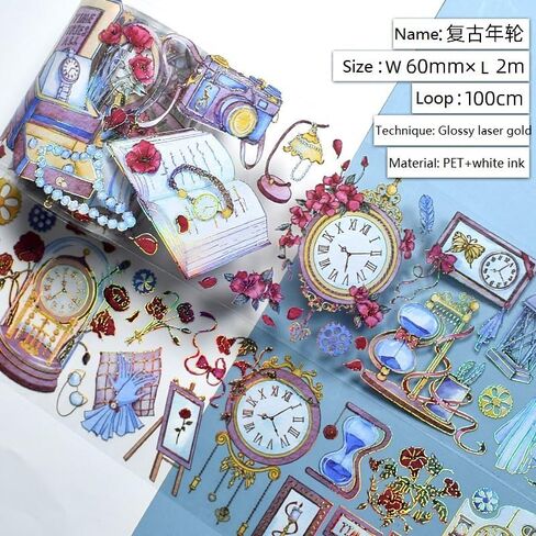 Vintage Design Butterfly and Starry Universe PET washi Tape with Laser Effect/Shell Light for DIY Decoration (90486) in Saudi Arabia