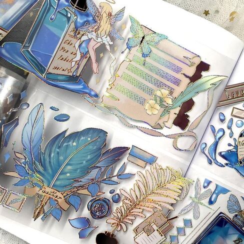 Vintage Design Butterfly and Starry Universe PET washi Tape with Laser Effect/Shell Light for DIY Decoration (90486) in Saudi Arabia