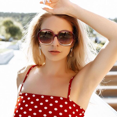URUMQI Oversized Sunglasses Fit Over Glasses for Women, Polarized Square Shades UV400 Protection Extra Large Sunnies in Kuwait