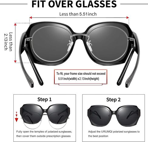 نظارات شمسية كبيرة الحجم من URUMQI تناسب النظارات للنساء، ظلال مربعة مستقطبة حماية من الأشعة فوق البنفسجية 400 كبيرة جدًا in Kuwait