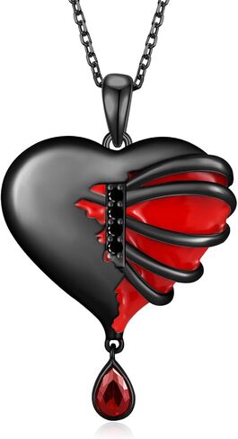 Feijiesi الهيكل العظمي قلادة فضة الهيكل العظمي عاشق قلادة قلادة الجمجمة القوطية مجوهرات للنساء الرجال in Kuwait